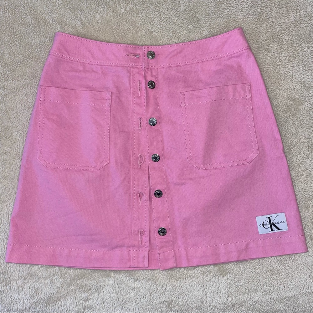Calvin Klein Jeans Pink Button Up Cotton Skirt